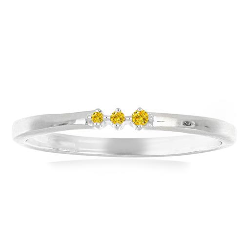 0.025 CT G-H, I2-I3 YELLOW DIAMOND DOUBLE CUT STERLING SILVER RING #VR036937
